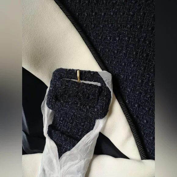 New Self-Portrait Navy and White Tweed Blazer Short Set - Picture 15 of 16